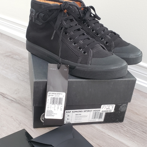 100% Authentic Raf Simons x Adidas Spirit  High Black Sneakers Sz 8 US - Picture 2 of 10